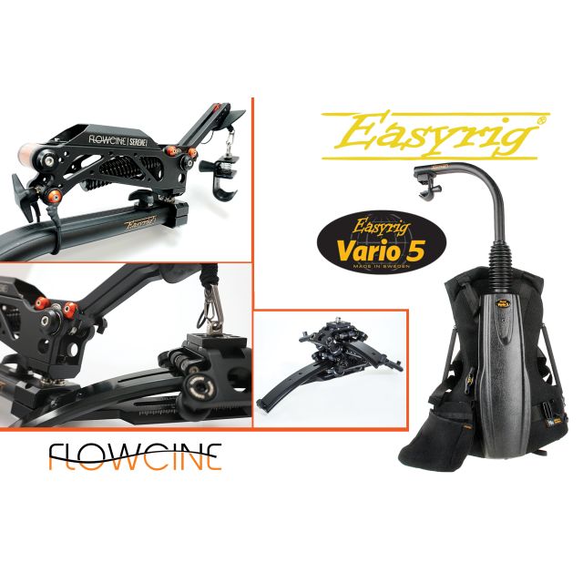 Easyrig Vario 5 - Gimbal Rig Vest and 5" Extended Arm with Flowcine Serene and 2 Axis Puppeteer Preinstalled
